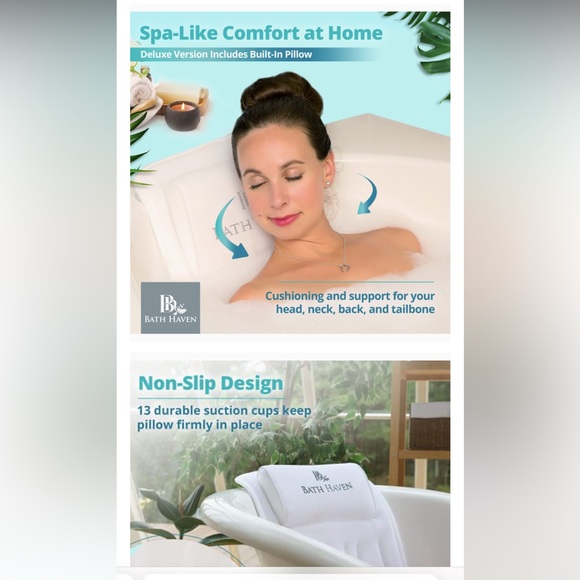 NWOT Bath Haven Bath Pillow for Bathtub - Picture 10 of 13